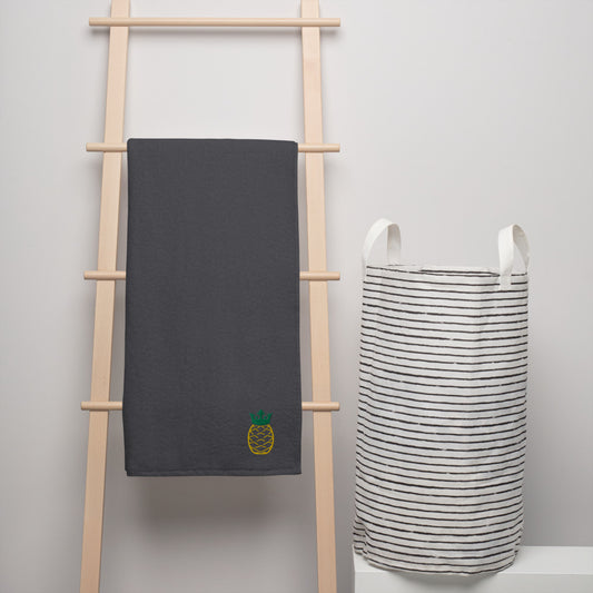 Pineapple embroidered Turkish cotton towel