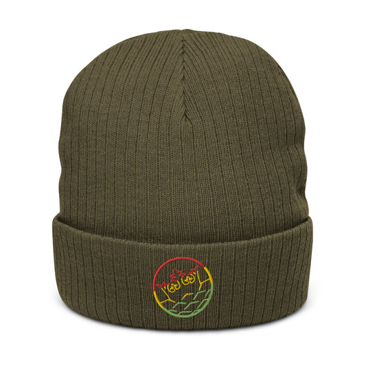 Recycled cuffed beanie - Circle Logo in rasta